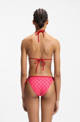 Triangle bikini top with stacked logos, Pink