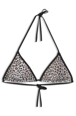 Triangle bikini top with stacked logos, Patterned