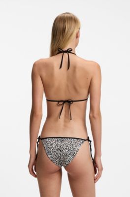 Triangle bikini top with stacked logos, Patterned