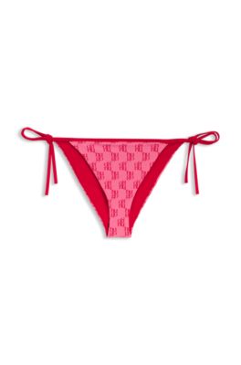 Bikini bottoms with printed stacked logos, Pink