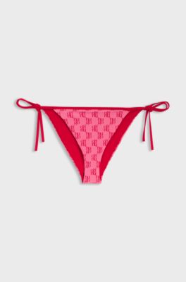 Bikini bottoms with printed stacked logos, Pink