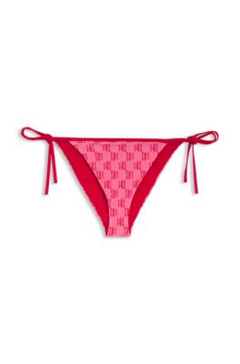 Bikini bottoms with printed stacked logos 1