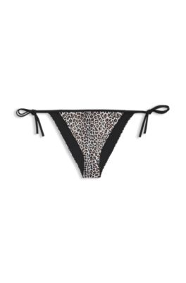 Bikini bottoms with printed stacked logos, Patterned