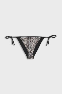 Bikini bottoms with printed stacked logos, Patterned