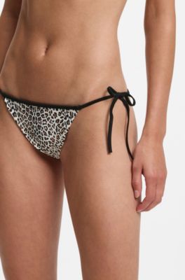 Bikini bottoms with printed stacked logos, Patterned
