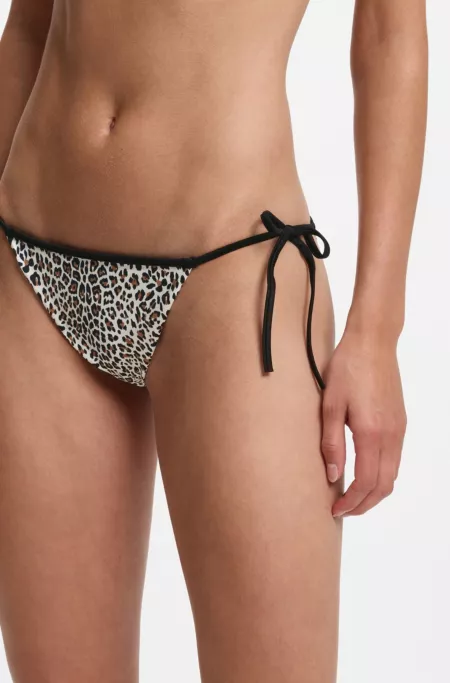 Bikini bottoms with printed stacked logos