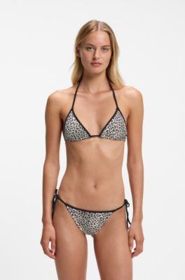 Bikini bottoms with printed stacked logos, Patterned