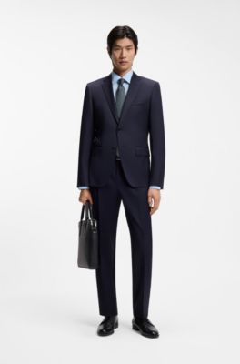 Camicia slim fit in popeline di cotone elasticizzato facile da stirare, Celeste