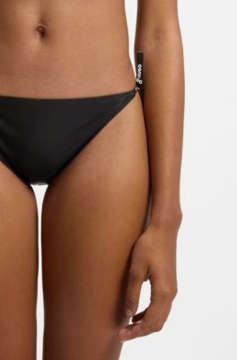 Bas de bikini avec liens logot&eacute;s, Noir