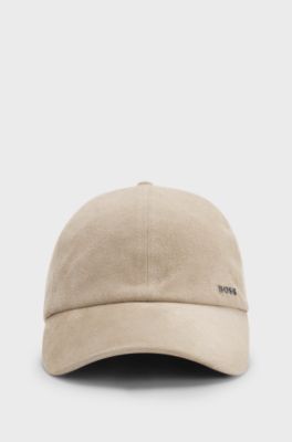 Suede cap with metal logo, Beige