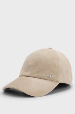 Suede cap with metal logo, Beige