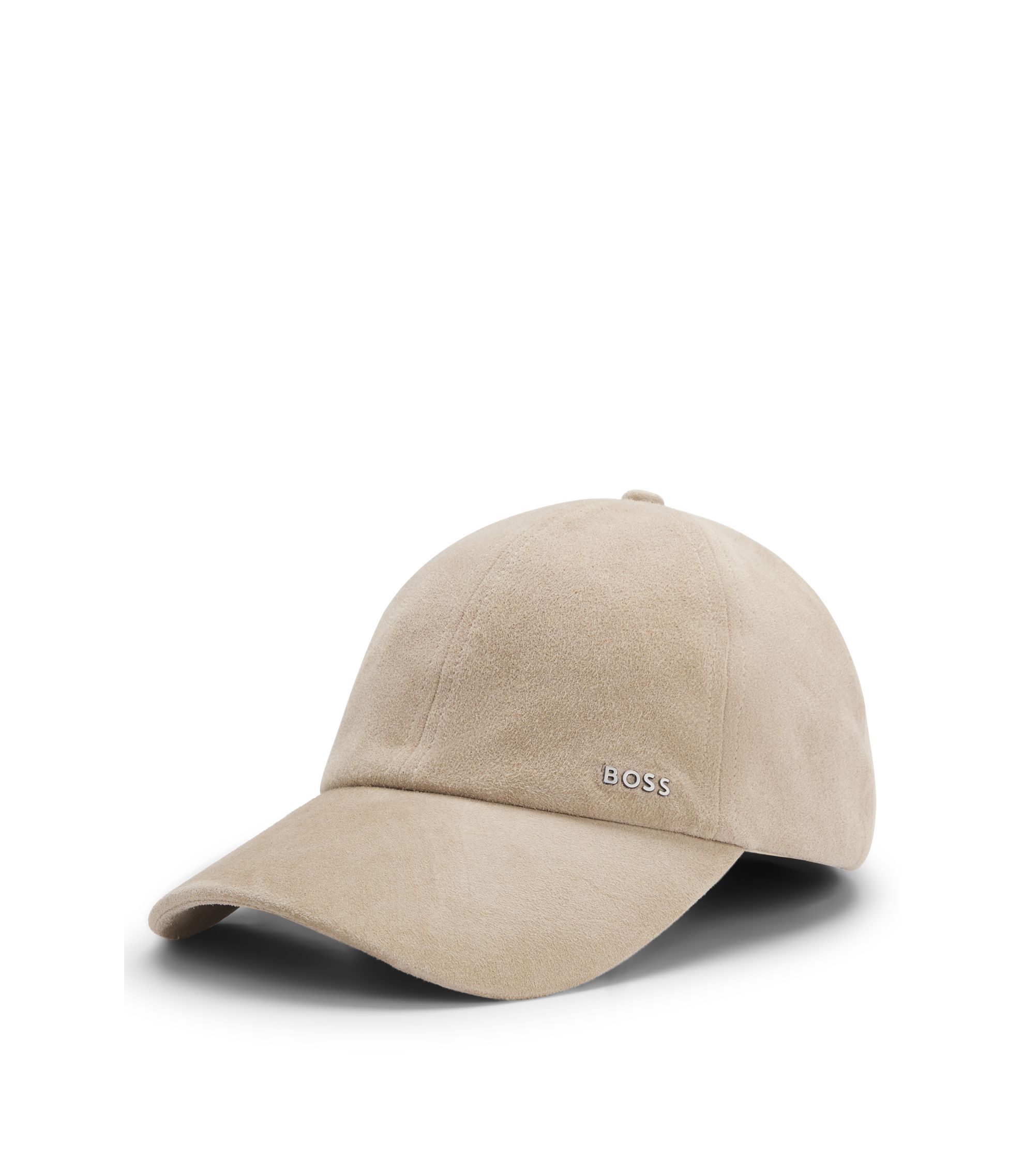 Cap aus Veloursleder mit Metall-Logo