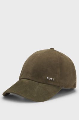 Suede cap with metal logo, Dark Green