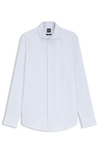 Slim-fit shirt in easy-iron checked stretch cotton, Light Blue checks