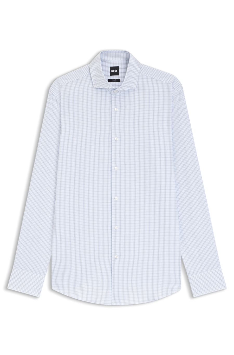 BOSS H-Hank Checked Slim Shirt — Light Blue