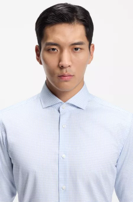 Chemise Slim en coton stretch à carreaux facile à repasser