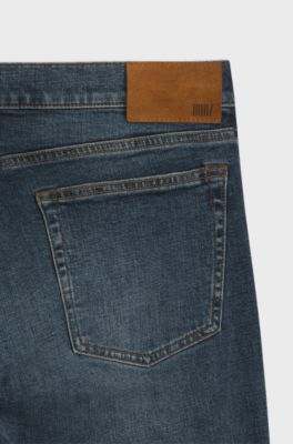BECKHAM x BOSS slim-fit jeans in blue stretch denim, Dark Blue