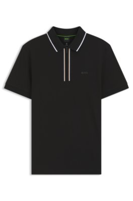 Boss Uomo Nero - Polo In Cotone Con Zip - Tops - 2XL - Immagine 2
