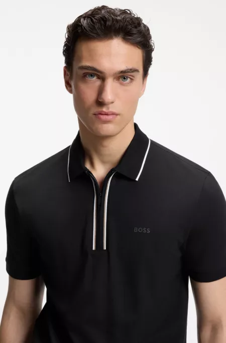 Active Slim-fit polo shirt in moisture-wicking stretch cotton