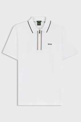 Active Slim-fit polo shirt in moisture-wicking stretch cotton, White