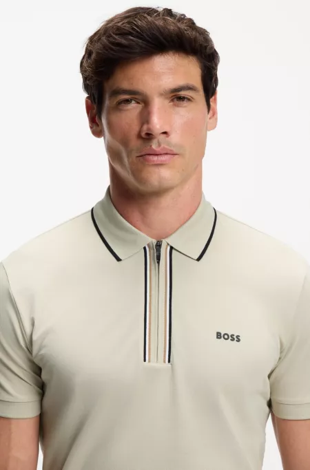 Slim-fit polo shirt in moisture-wicking stretch cotton
