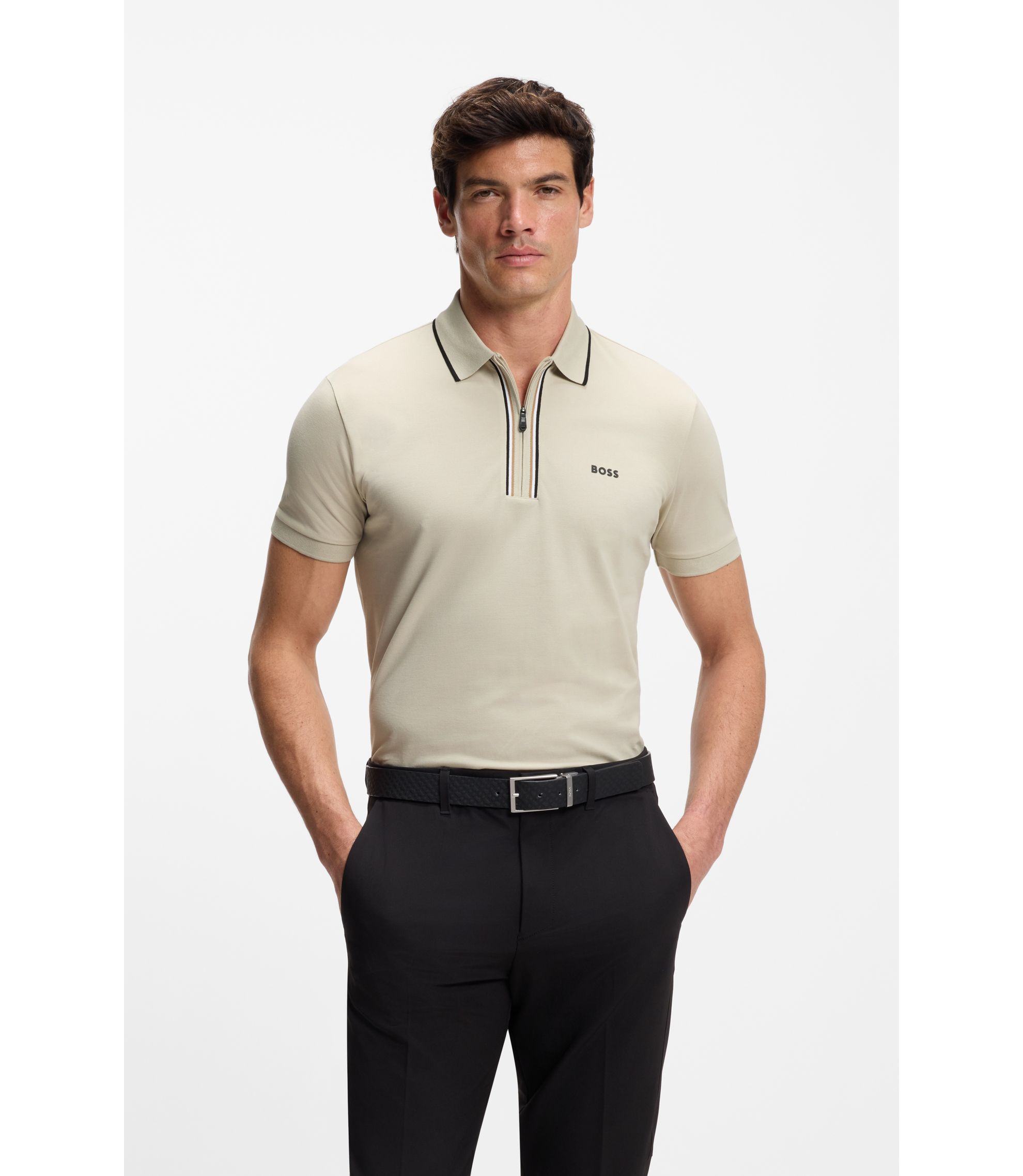 Slim-Fit Poloshirt aus feuchtigkeitsregulierender Stretch-Baumwolle