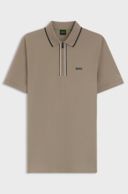 Active Slim-fit polo shirt in moisture-wicking stretch cotton, Light Green