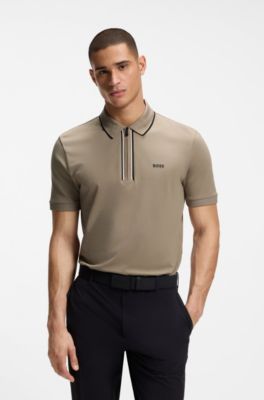 Active Slim-fit polo shirt in moisture-wicking stretch cotton, Light Green