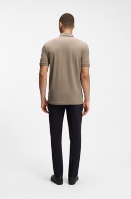 Active Slim-fit polo shirt in moisture-wicking stretch cotton, Light Green