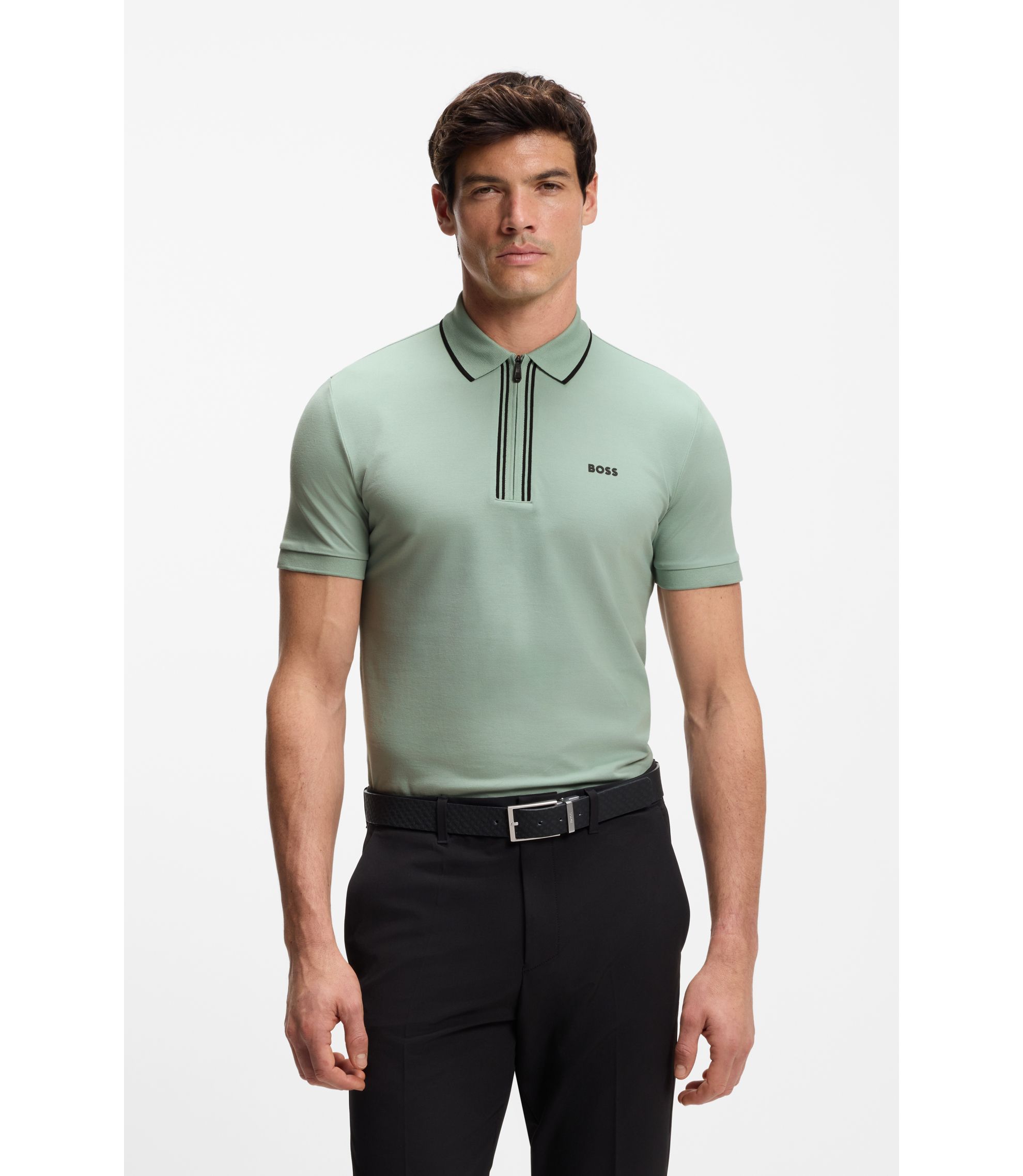 BOSS - スリムフィット ポロシャツ モイスチャーウィッキング