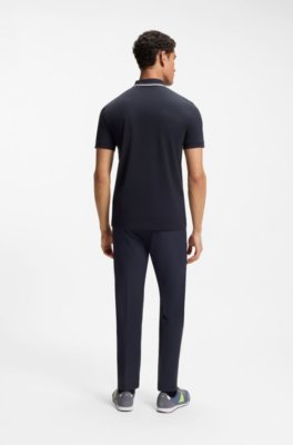 Boss Active Slim-fit polo shirt in moisture-wicking stretch cotton pikéer herr – bild 3