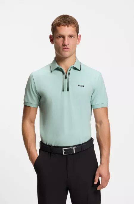 Active Slim-fit polo shirt in moisture-wicking stretch cotton