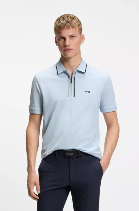 Active Slim-fit polo shirt in moisture-wicking stretch cotton