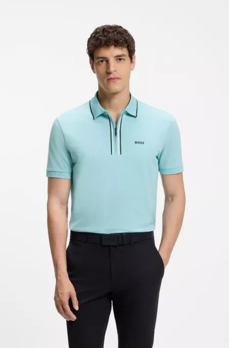 Active Slim-fit polo shirt in moisture-wicking stretch cotton