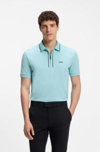 Active Polo slim fit de algod&oacute;n el&aacute;stico con absorci&oacute;n de humedad, Celeste