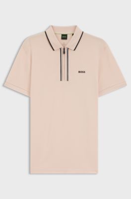 Active Slim-fit polo van vochtafvoerende stretchkatoen, Lichtroze