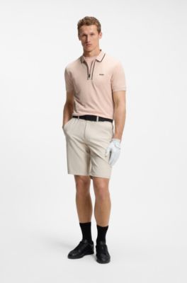 Active Slim-fit polo van vochtafvoerende stretchkatoen, Lichtroze