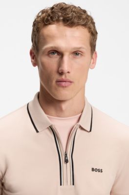 Active Slim-fit polo van vochtafvoerende stretchkatoen, Lichtroze