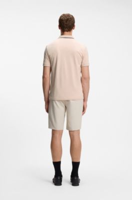 Active Slim-fit polo shirt in moisture-wicking stretch cotton, light pink