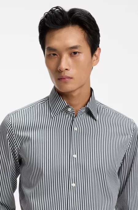 Regular-fit shirt in striped easy-iron cotton