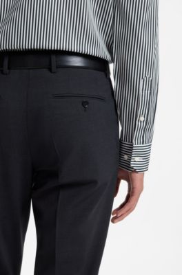 Regular-fit shirt in striped easy-iron cotton, Green Stripes