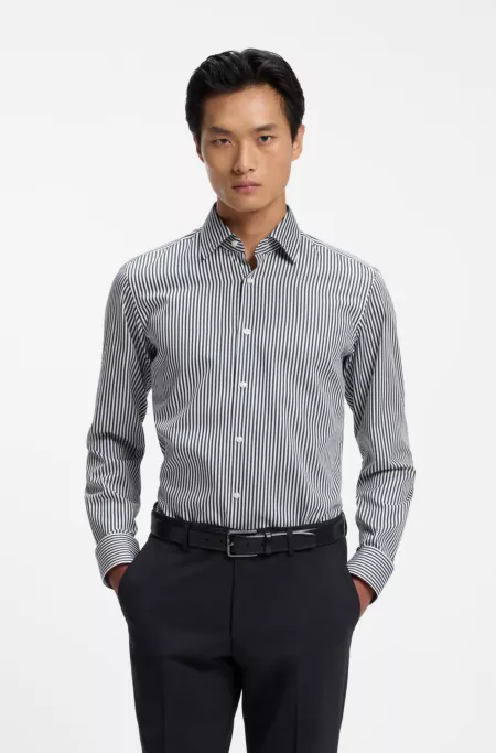 Regular-fit shirt in striped easy-iron cotton