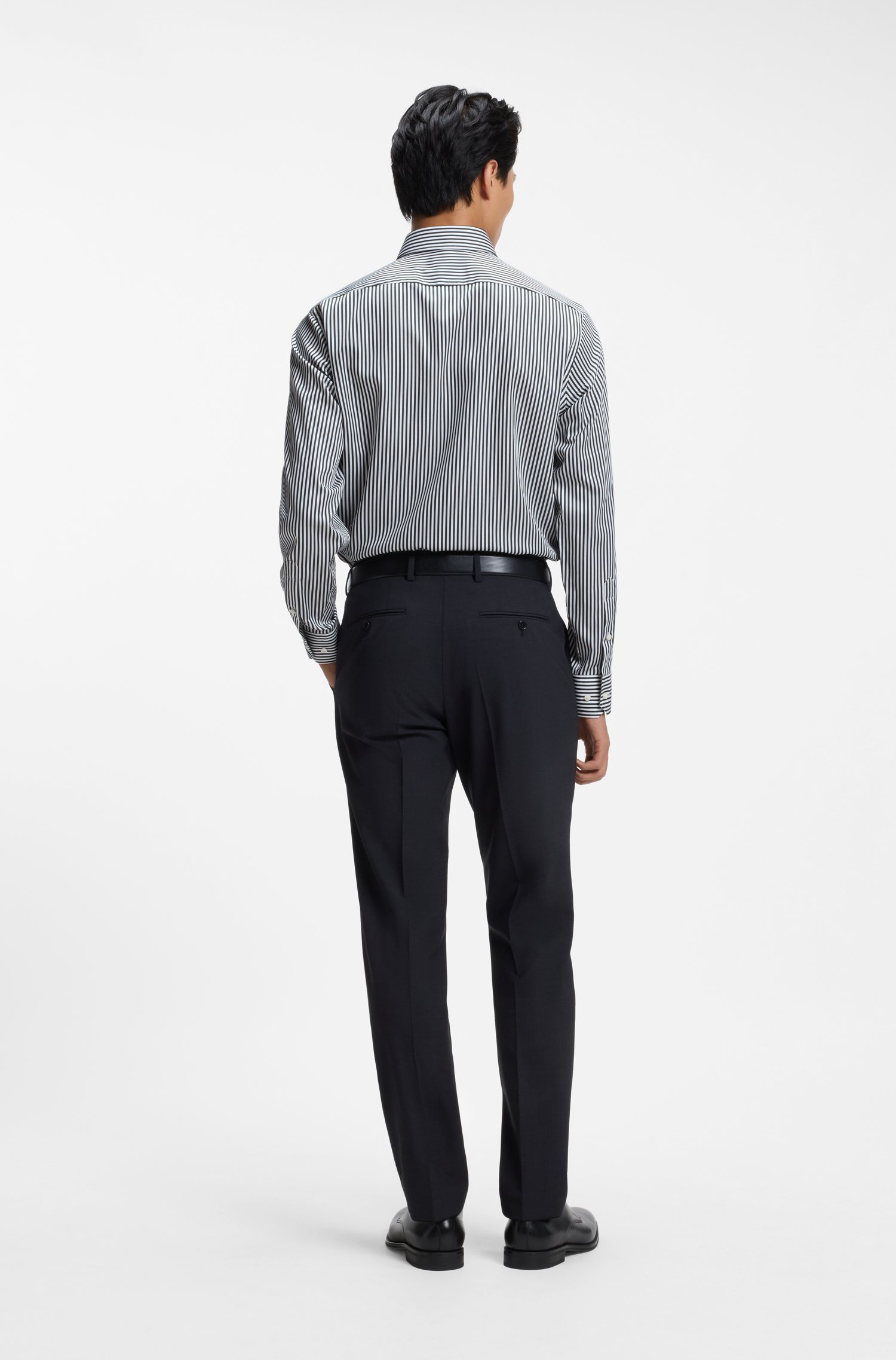 Boss Regular-fit shirt in striped easy-iron cotton skjortor & blusar herr – bild 3
