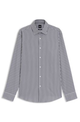 Regular-fit shirt in striped easy-iron cotton, Blue stripes