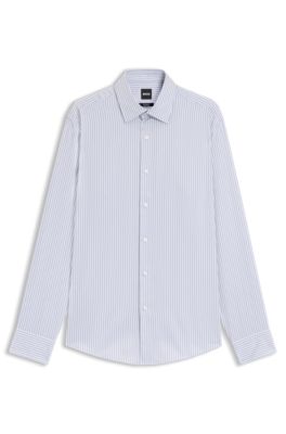 Regular-fit shirt in striped easy-iron cotton, Light Purple