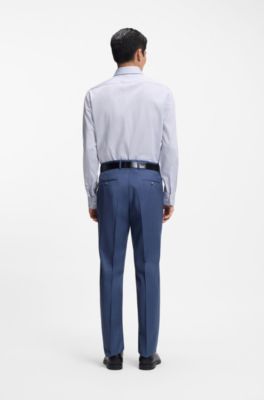 Regular-fit shirt in striped easy-iron cotton, Light Blue stripes