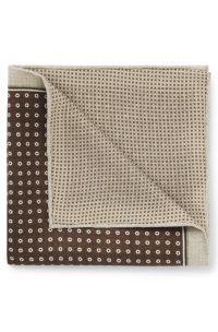 Italian-silk pocket square with double print, Brown Patterned
