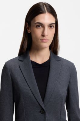 Extra slim-fit blazer van hoogwaardige stretchjersey met dessin, Bedrukt