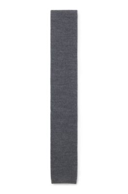 BECKHAM x BOSS knitted tie in wool, Dark Grey