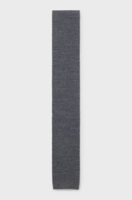 BECKHAM x BOSS knitted tie in wool, Dark Grey